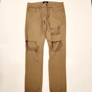 Forever 21 Men's Tan / Brown Jeans - Size 32 - Distressed